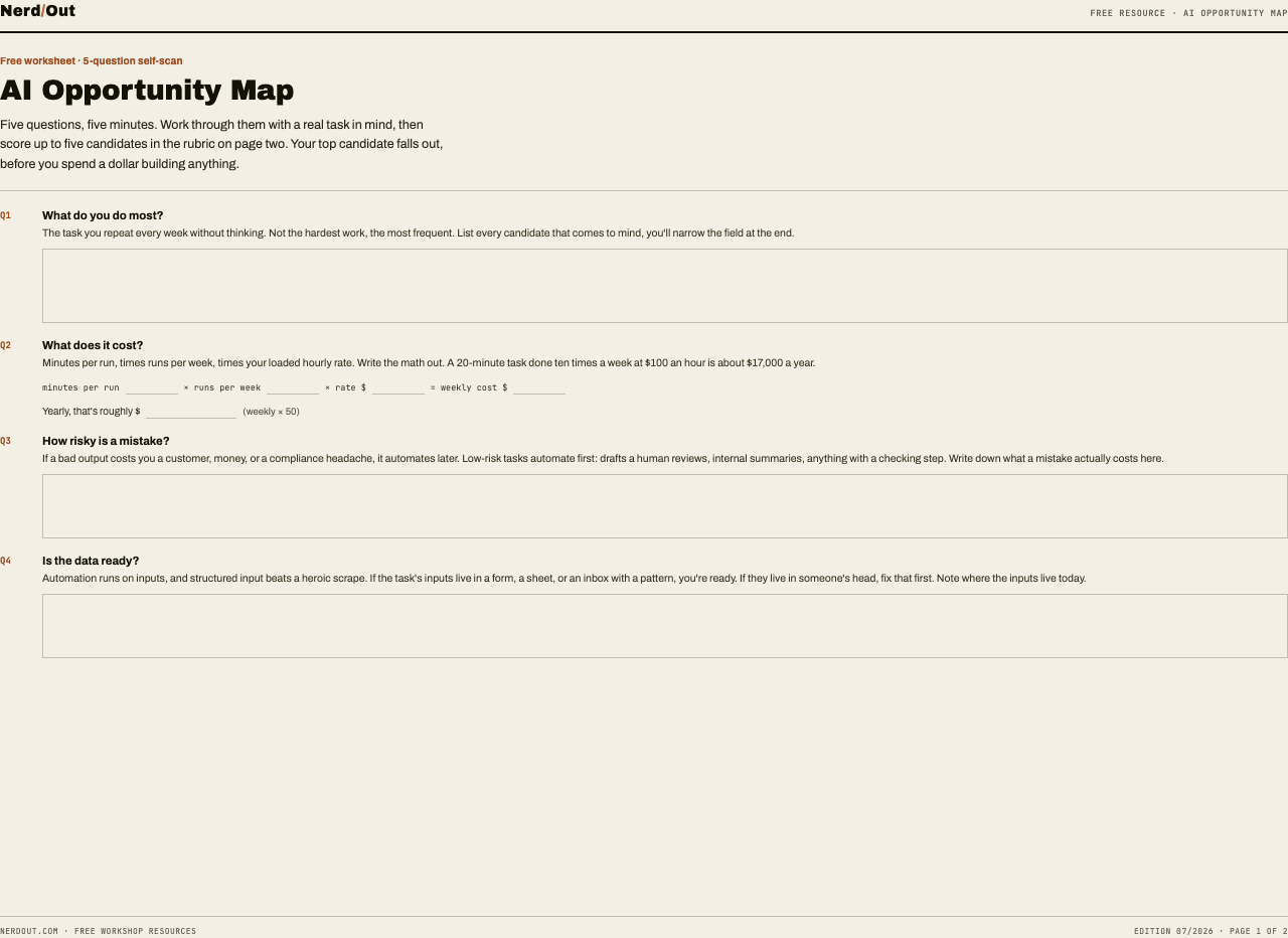Preview of AI Opportunity Map — 5-question self-scan (Google Doc)