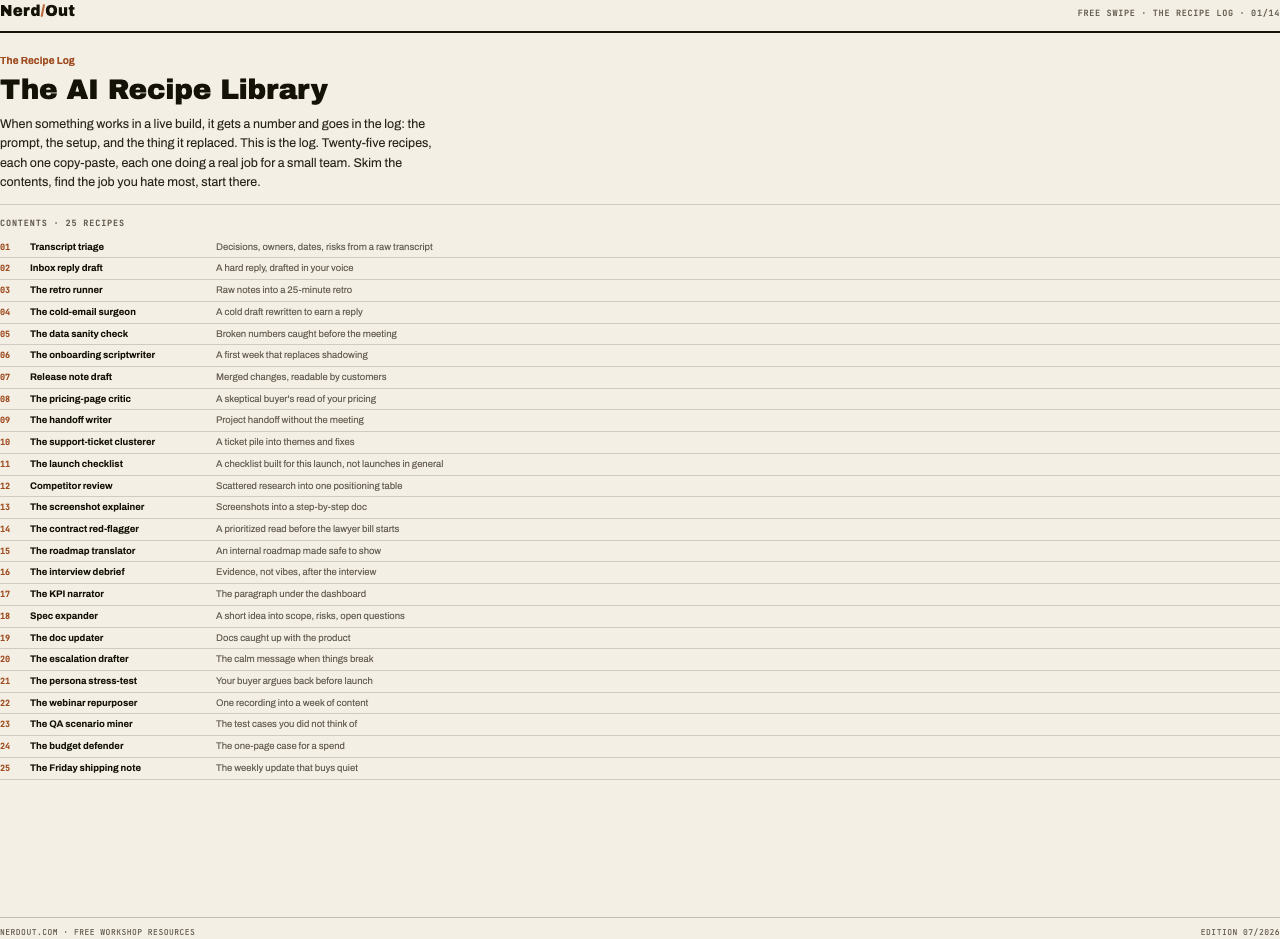 Preview of The Recipe Log — 25 recipes (Notion + PDF)